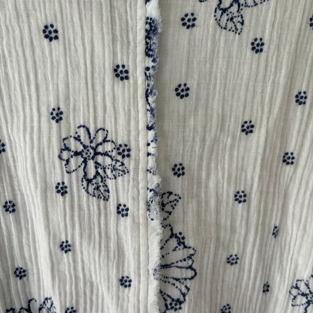 Habitat Floral Crinkled Cotton Button Front Shirt Lagenlook Size Small - Picture 8 of 10